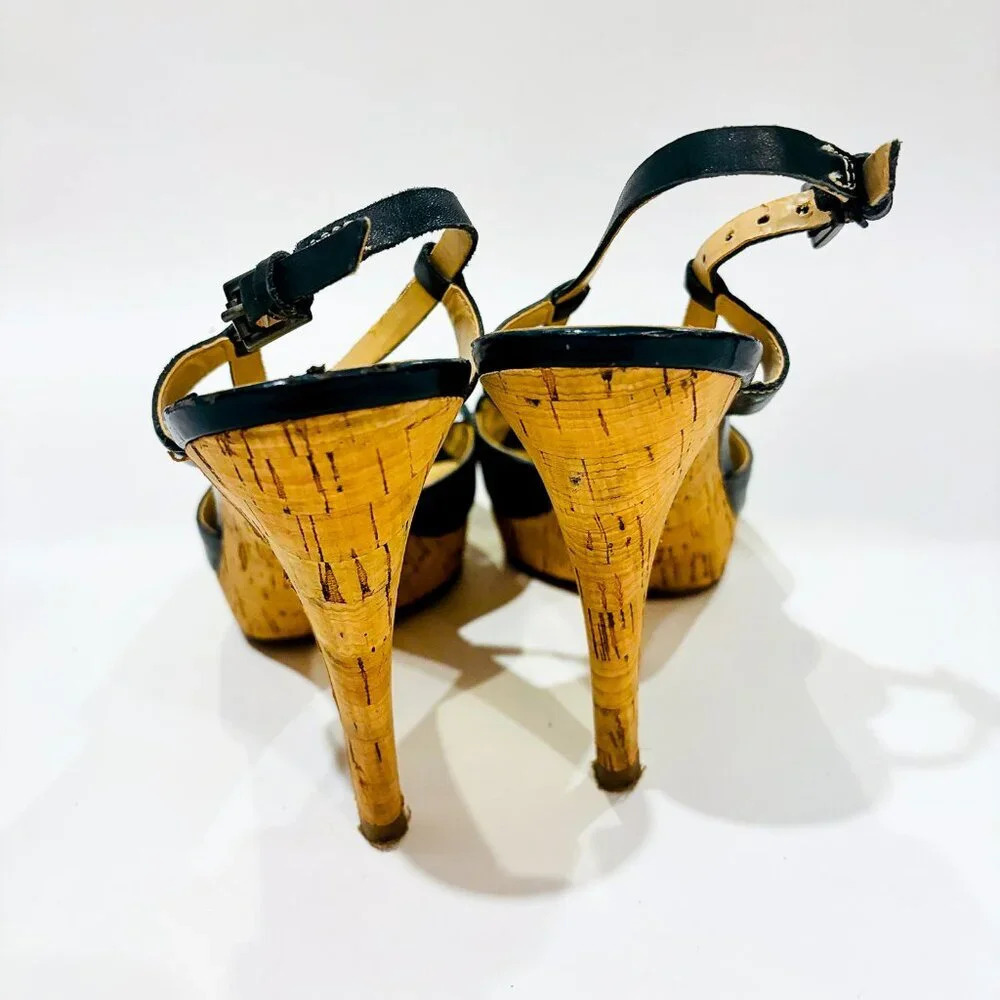 MARC FISHER Valma Cork Peep Toe Heels - Picture 6 of 8